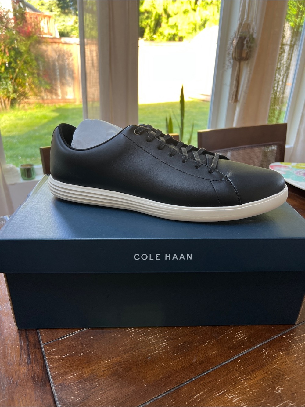 Cole Haan Black Leather Sneaker with White Sole - grand crosscourt II